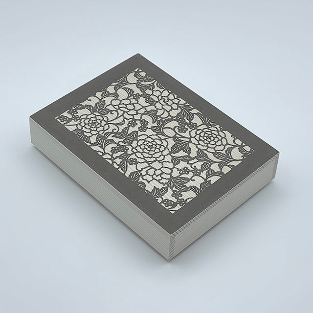 伊勢型紙の文庫箱【牡丹】薄墨